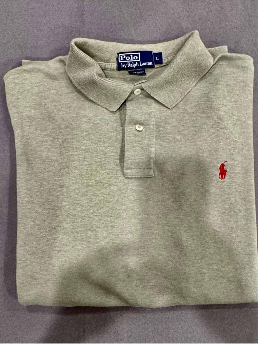 Ralph Lauren Light Green Long Sleeve Polo Shirt with Red Pony Office Casual Lge